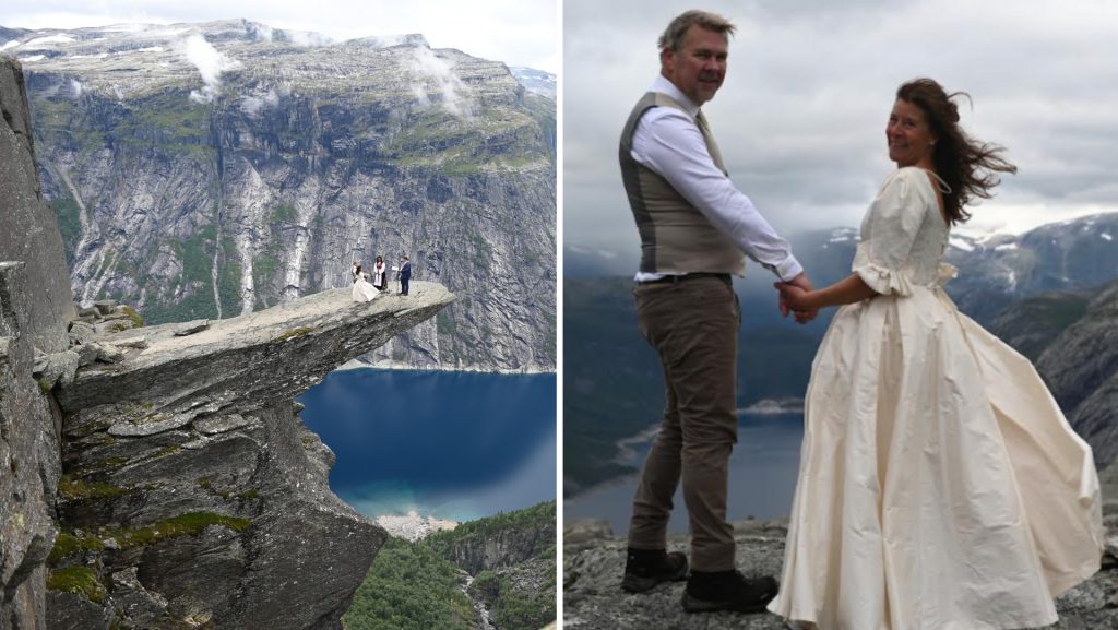 La coppia è diventata la prima al mondo a sposarsi a 1100 metri di altitudine in Norvegia