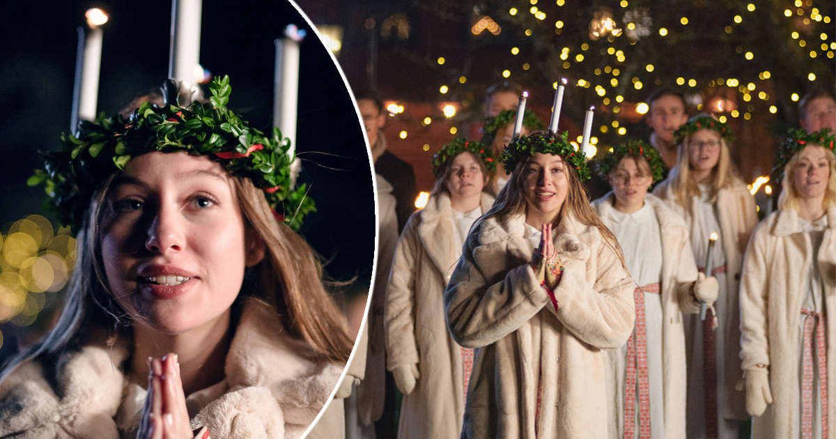 Qui, la diciannovenne Tuva interpreta Lucia di SVT - gli scolari e il coro di bambini diffondono luce e speranza

