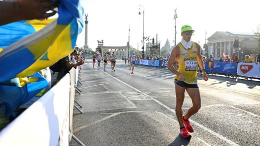 Persius Carlstrom nella sua ultima (?) gara di 35 km durante i Campionati del mondo IAAF a Budapest lo scorso anno.