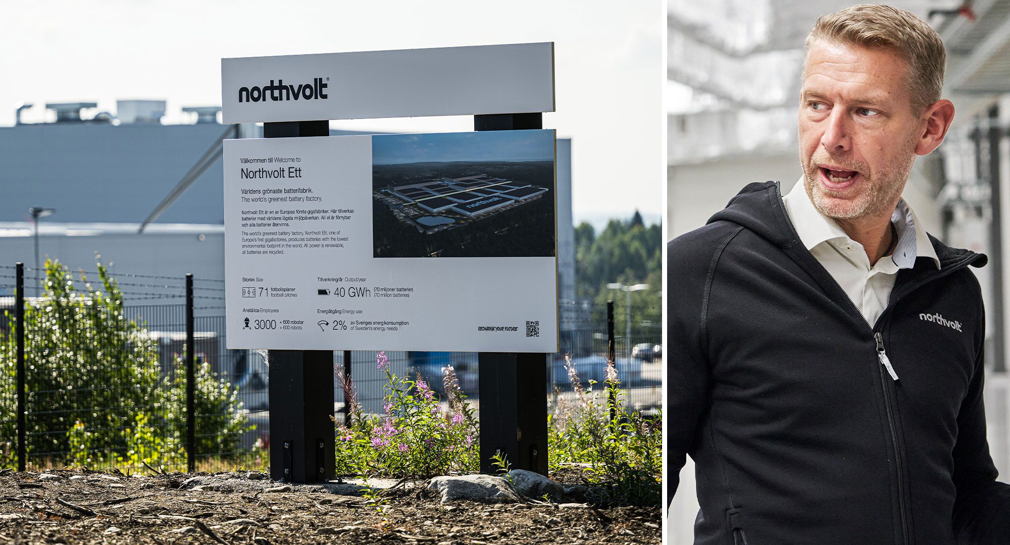 Lunedì, il CEO di Northvolt Peter Carlsson ha incontrato i dipendenti a Skellefteå. Foto: TT.