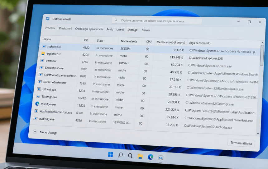 Windows 11, come identificare i processi sconosciuti con Gestione attività
